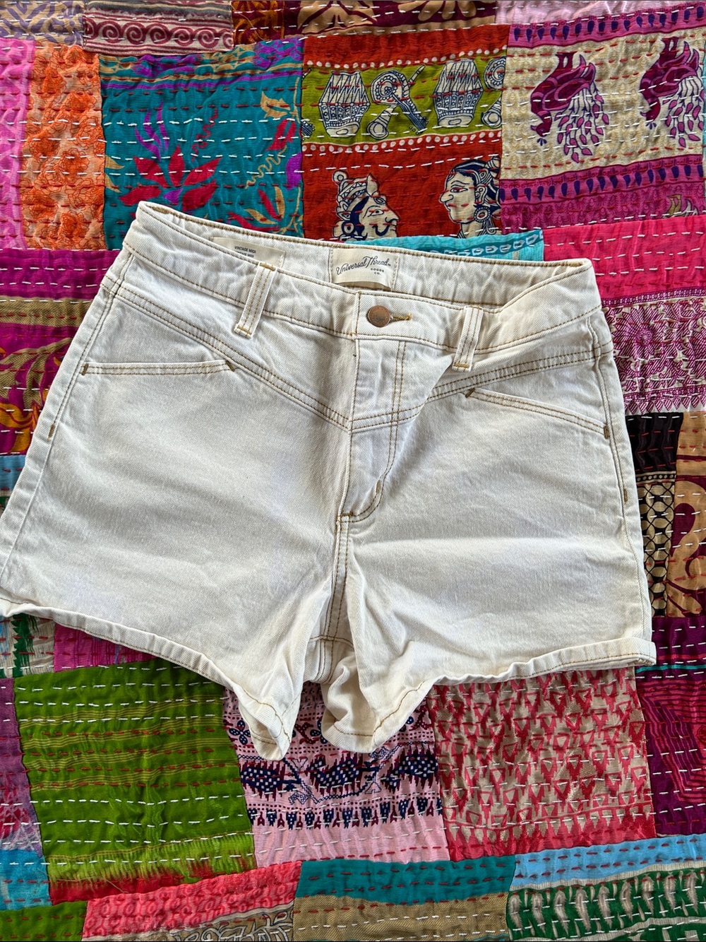 Universal Thread High-Waist Cream Denim Shorts